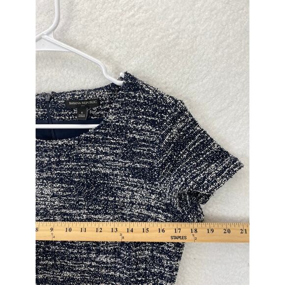 Banana Republic Sheath Navy Black WhiteTweed Dress Size‎ 6 Cap Sleeve - Picture 3 of 7